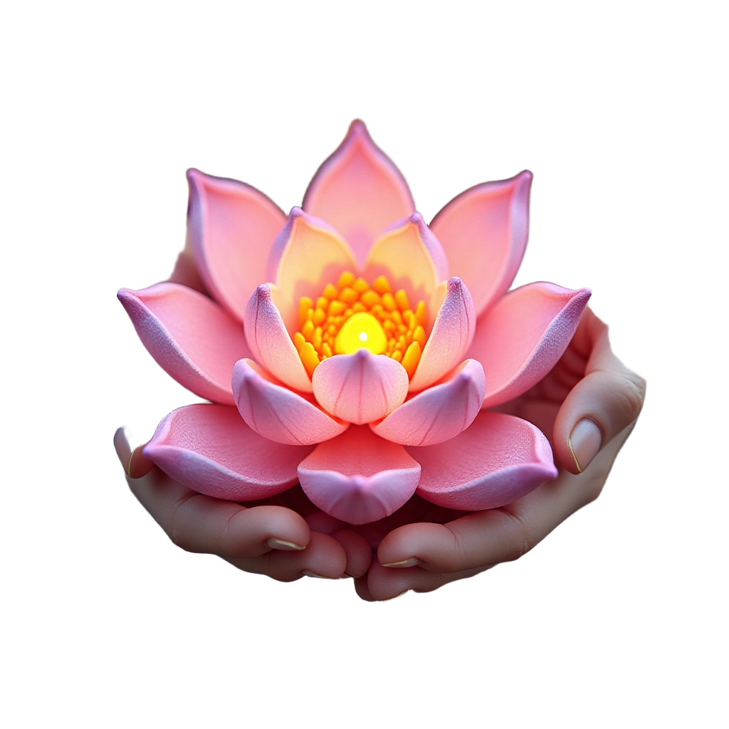 Hand Holding a Lotus Flower